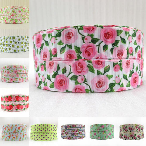 Rose Flower  Printed Polyester Ribbon