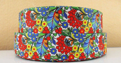 Rose Flower  Printed Polyester Ribbon