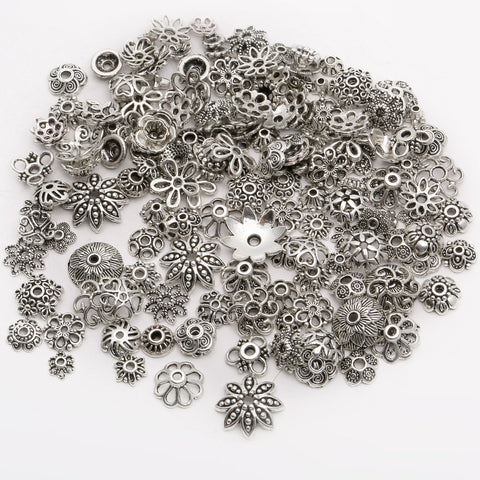 Alloy Antique Silver plated color Tibetan Silver Bead Caps