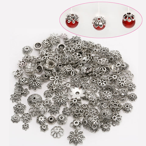 Alloy Antique Silver plated color Tibetan Silver Bead Caps