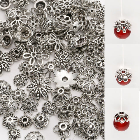 Alloy Antique Silver plated color Tibetan Silver Bead Caps