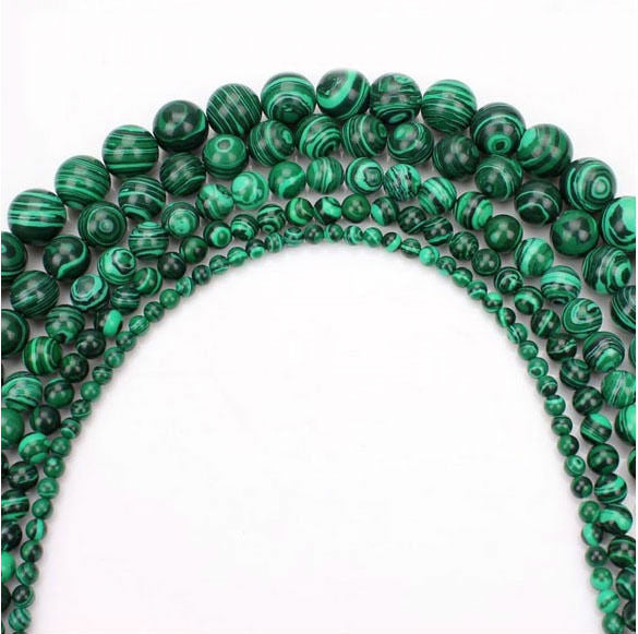 Malachite Gem Round Loose Spacer Beads