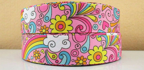 Rose Flower  Printed Polyester Ribbon