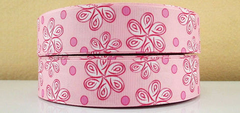 Rose Flower  Printed Polyester Ribbon