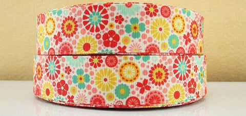 Rose Flower  Printed Polyester Ribbon