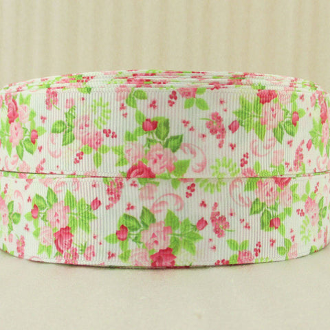 Rose Flower  Printed Polyester Ribbon